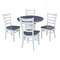 International Concepts 36 in. Solid Wood Round Top Pedestal Dining Table with 4 Dining Chairs in White/Heather Gray K05-36RT-27B-C617-4 - alternate 1